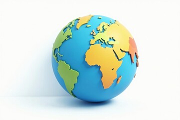 Naklejka premium Flat design globe icon on white background with shadow, symbol, illustration, world