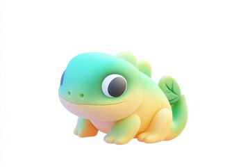 3D cartoon chameleon palette icon with color shifting gradient and matte black on white background, detailed isometric rendering in ultra high definition