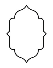 Black Islamic Arch Frame Silhouette with Floral Accents and Empty Space black outline white background