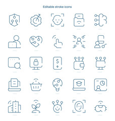 Digital Native stroke icon. Digital Native line icon set. editable stroke icon pack