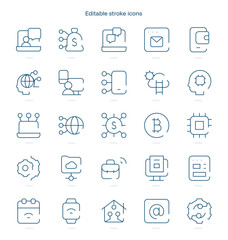 Digital Native stroke icon. Digital Native line icon set. editable stroke icon pack