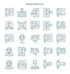 Call Center stroke icon. Call Center line icon set. editable stroke icon pack