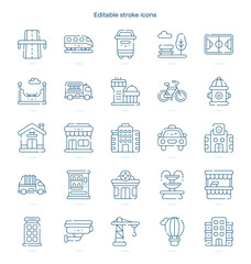 City Life stroke icon. City Life line icon set. editable stroke icon pack