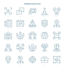 Consulting stroke icon. Consulting line icon set. editable stroke icon pack