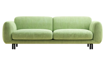 Light green sofa with rounded armrests