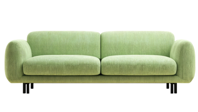 Light green sofa with rounded armrests