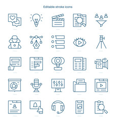 Content Creator stroke icon. Content Creator line icon set. editable stroke icon pack