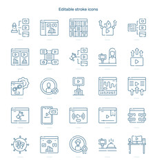 Content Creator stroke icon. Content Creator line icon set. editable stroke icon pack