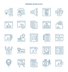Content Creator stroke icon. Content Creator line icon set. editable stroke icon pack