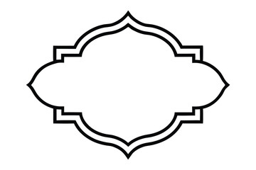 Black Islamic geometric frame with floral elements and empty space for text Islamic art Islamic frame