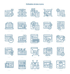 Creative Web stroke icon. Creative Web line icon set. editable stroke icon pack