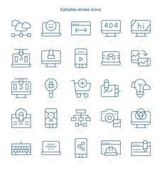 Creative Web stroke icon. Creative Web line icon set. editable stroke icon pack
