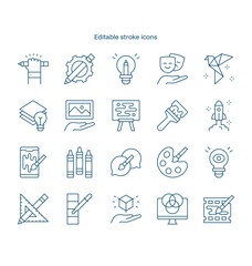 Creativity stroke icon. Creativity line icon set. editable stroke icon pack
