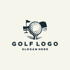 Obraz premium Golf logo vector icon illustration style