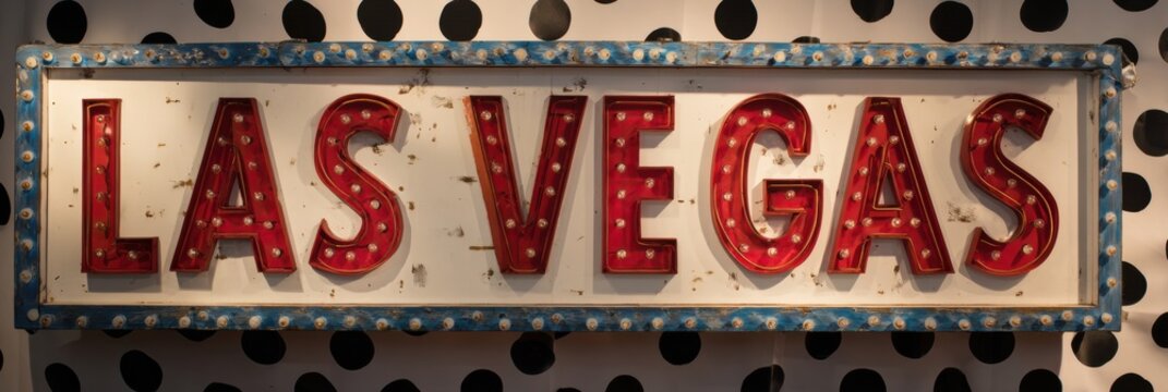 Vintage Las Vegas Neon Sign With Vibrant Glow and Blank Game Board Area for Interactive Fun and Nostalgia - Powered by Adobe