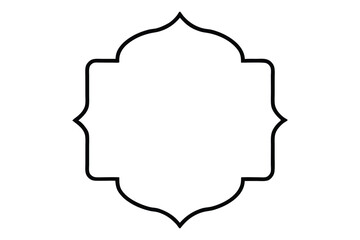 Black Islamic geometric frame with floral motifs and empty space for text Islamic frame floral frame