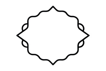 Obraz premium Black Islamic geometric frame with floral motifs and wavy lines Islamic frame floral frame