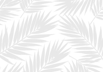 A repeating pattern of light gray palm leaves on a white background