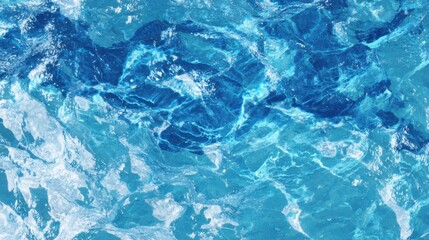 Obraz premium Crystal clear turquoise water reflects sunlight, creating dynamic patterns. Small ripples and waves illustrate movement and vitality of this tranquil aquatic scene.