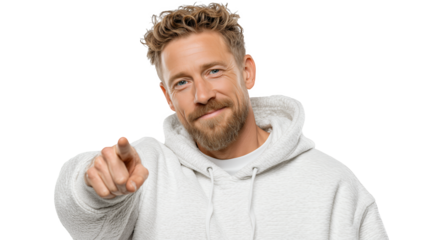 Smiling Man Gesturing isolated on transparent background
