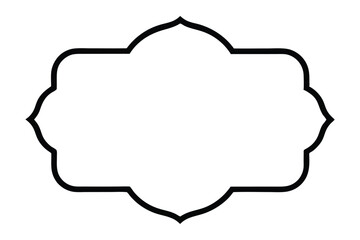 Black ornate arabesque frame with empty white space for text ornate border black and white