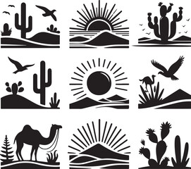 A vector set of camping icons featuring a festive winter night forest illustration with a holiday tree, snow, and stars