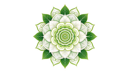A blossoming mandala of nature representing peace and growth radiating on black