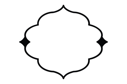 Black ornate arabesque frame with floral elements and diamond shapes decoration