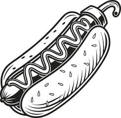Here's a concise description combining those elements:

Hot food vector illustration with chili pepper and hot dog designs
