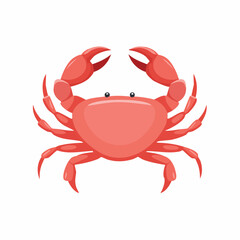 Cartoon Red Crab Isolated on White Background, Marine Life Illustration Depicting Seafood