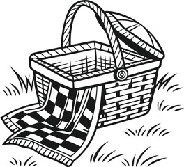 Hand-drawn vintage vector illustration of a shopping bag, basket, or sack doodle
