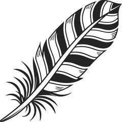 Obraz premium Vector illustration of a black and white feather, perfect for art, writing, or design projects, symbolizing nature's delicate beauty