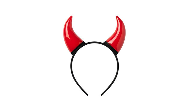Red devil horns headband halloween costume accessory party devilish headwear cosplay demon horns for adults on transparent background