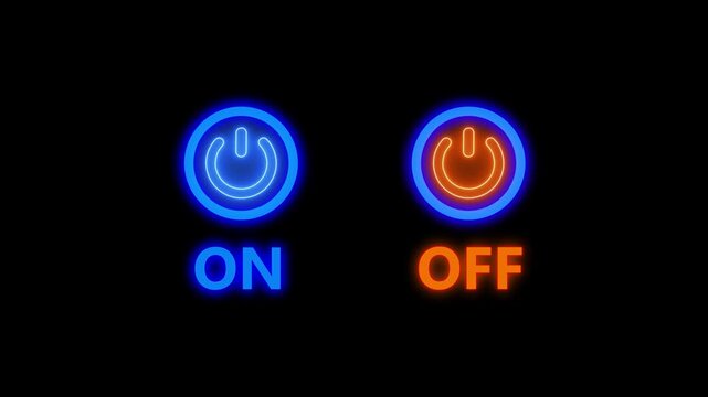 Glowing neon power reset button icon.power button concept.on and off power.abstract circle power button icon animated on a dark background.