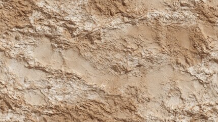 Fototapeta premium The surface features a rough and uneven texture of dry earth, showcasing various shades of beige and brown under bright midday sunlight, reflecting natural patterns and formations.