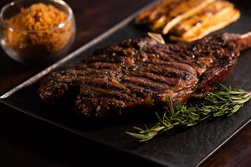 Grilled Tomahawk Steak with Rosemary and Halloumi Cheese – Gourmet Plate