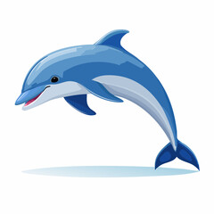 Obraz premium Cartoon Dolphin Leaping: A Vibrant Illustration of Marine Life and Underwater Beauty