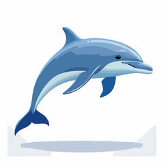 Fototapeta premium Illustration of a playful bottlenose dolphin jumping out of the water with glee