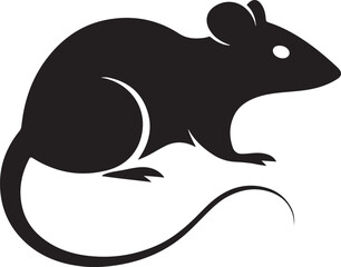 Stylized Silhouette of a Mouse Featuring a Long Curving Tail and Distinct Body Shape Creating an Emblematic Design