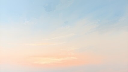 Fototapeta premium 柔らかな朝焼けの空の抽象画、パステルオレンジとブルーの調和