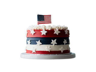 Patriotic american flag cake for independence day celebration dessert