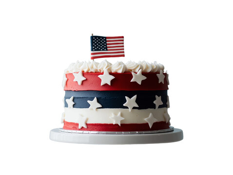 Patriotic american flag cake for independence day celebration dessert