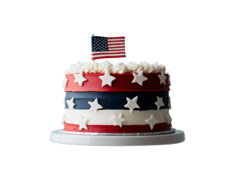 Patriotic american flag cake for independence day celebration dessert