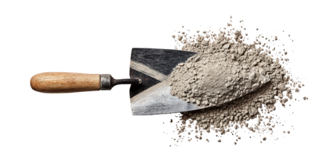 Aged trowel filled with light gray powder