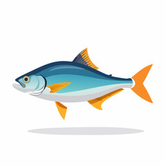 Fototapeta premium Isolated illustration of a vibrant and healthy swimming fish with striking blue and orange coloring