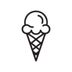 A black and white icon design illustration of an ice cream cone with a scoop of ice cream on top (1)