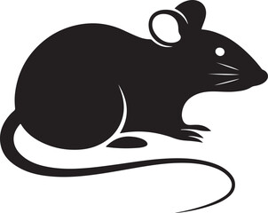 Stylized Silhouette of a Mouse with Curled Tail and Defined Features Depicting a Common Rodent