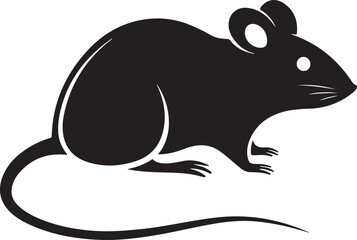 Stylized Silhouette of a Mouse with Round Ears and Long Tail Symbolic Animal Icon