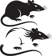 Stylized Silhouette Depiction of Two Rats Displaying Different Poses Symbolic of Rodent Representation and Artistic Interpretation in Animal Illustrations