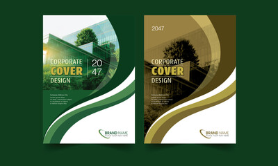 Annual Report Cover Design  Template Green and Golden Color